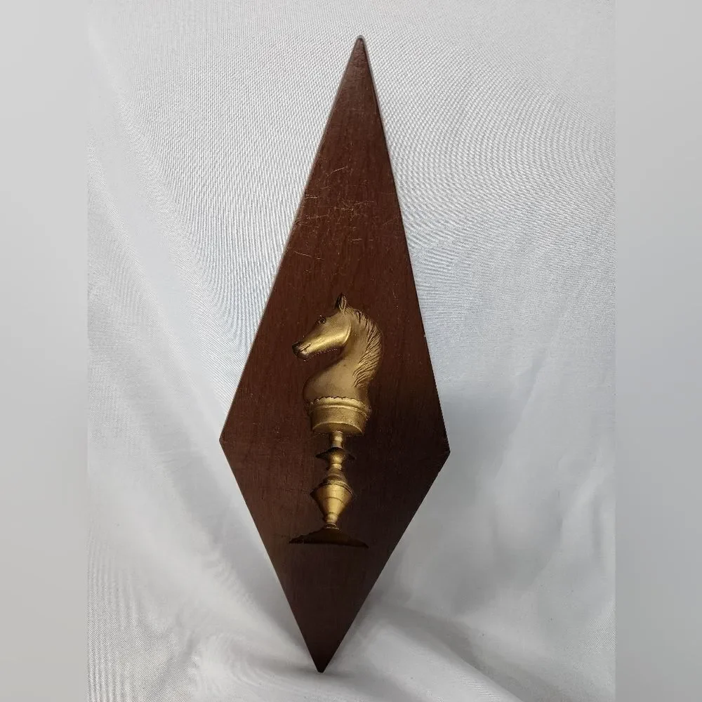 Vintage MCM Diamond Shaped Chess Wall Decor